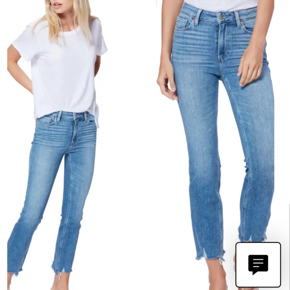 Cindy High Waist Destroyed Hem Straight Leg Jeans